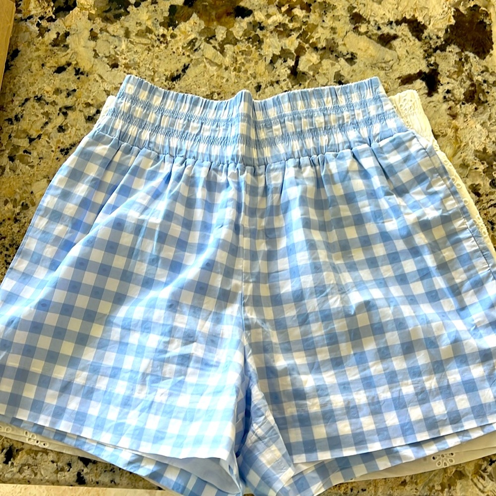 Hill house, Gingham blue and white check shorts size small NWOT